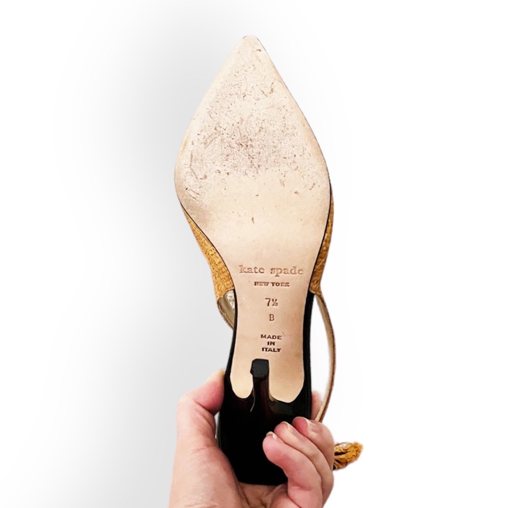 Kate Spade Raffia Pointed Toe Slingback Heels - Picture 6 of 7